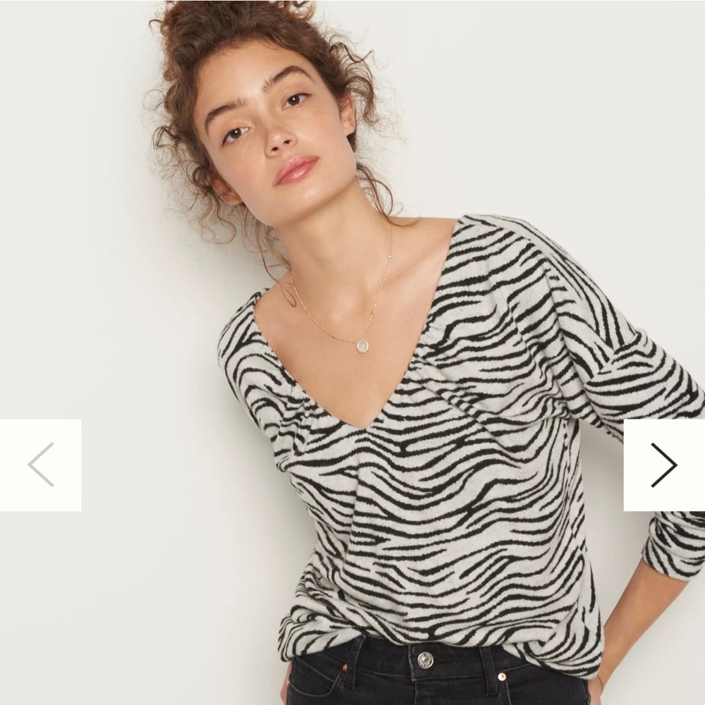 NWT Maeve Anthropologie Taylor Zebra Striped Pullover Knit Long Sleeve Top Sz S